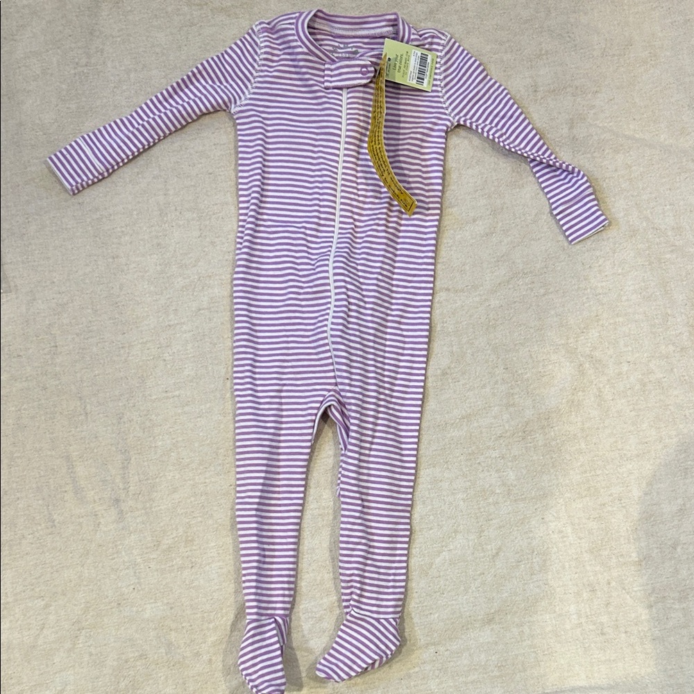 Primary - 100% Organic Cotton long sleeve purple/white Onesie. New with tags.
